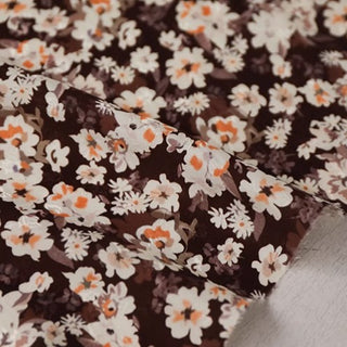 Yardblox Exclusive Made in Italy Fashion Designer Floral Brown/Multi Color Non-Stretch Cotton Tencel™ / Lyocell Blended Jacquard DS034128 - Yardblox Fabrics