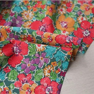 Yardblox Exclusive Made in Italy Fashion Designer Floral Green/Multi Color Non-Stretch Cotton Poplin DS034129 - Yardblox Fabrics