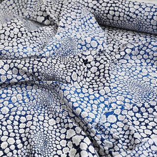 Yardblox Exclusive Made in Japan Fashion Designer Floral Blue/White Non-Stretch Cotton Plain Woven DS034130 - Yardblox Fabrics