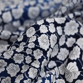 Yardblox Exclusive Made in Japan Fashion Designer Floral Blue/White Non-Stretch Cotton Plain Woven DS034130 - Yardblox Fabrics