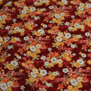 Yardblox Exclusive Made in Japan by Sevenberry Floral Red/Multi Color Non-Stretch Cotton Plain Woven DS034136 - Yardblox Fabrics