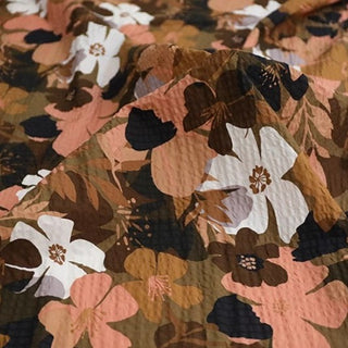 Yardblox Exclusive Made in Japan Fashion Designer Floral Brown/Multi Color Non-Stretch Salt shrinking/Puckered Cotton Seersucker DS034140