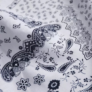 Yardblox Exclusive Japanese Fashion Designer Paisley White/Navy Non-Stretch Linen Plain Woven DS03420