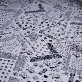 Yardblox Exclusive Japanese Fashion Designer Paisley White/Navy Non-Stretch Linen Plain Woven DS03420 - Yardblox Fabrics