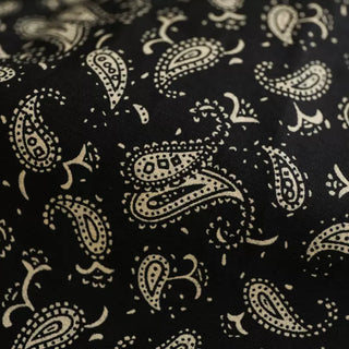 Yardblox Exclusive Japanese Fashion Designer Paisley Black/Yellow Non-Stretch Cotton Poplin DS03447