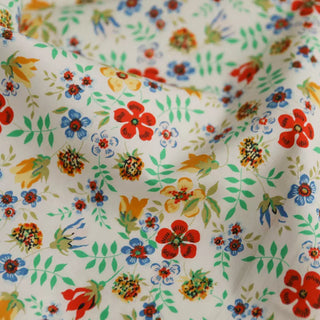 Yardblox Exclusive Japanese Fashion Designer Floral White/Multi Color Non-Stretch Cotton Poplin DS03460