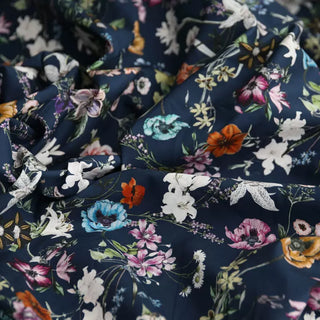 Yardblox Exclusive Japanese Fashion Designer Floral Navy/Multi Color Non-Stretch Cotton Poplin DS03465