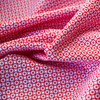 Yardblox Exclusive Italian Fashion Designer Geometric Red/White Non-Stretch Cotton Jacquard DS03466