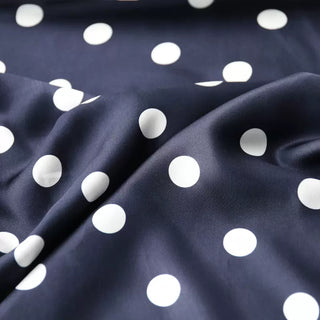 Yardblox Exclusive Japanese Fashion Designer Dot/Polka Dot Navy Blue/White Non-Stretch Silk Cotton Blended Plain Woven DS03471 - Yardblox Fabrics