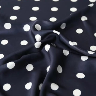 Yardblox Exclusive Japanese Fashion Designer Dot/Polka Dot Navy Blue/White Non-Stretch Silk Cotton Blended Plain Woven DS03471