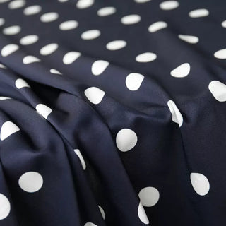 Yardblox Exclusive Japanese Fashion Designer Dot/Polka Dot Navy Blue/White Non-Stretch Silk Cotton Blended Plain Woven DS03471