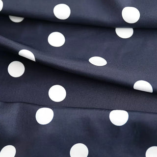 Yardblox Exclusive Japanese Fashion Designer Dot/Polka Dot Navy Blue/White Non-Stretch Silk Cotton Blended Plain Woven DS03471 - Yardblox Fabrics