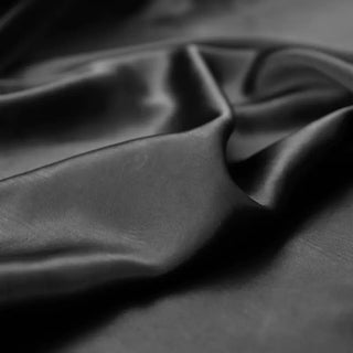 Yardblox Exclusive Japanese Luxury Designer Solid Black Non-Stretch Triacetate Twill Satin DS03476