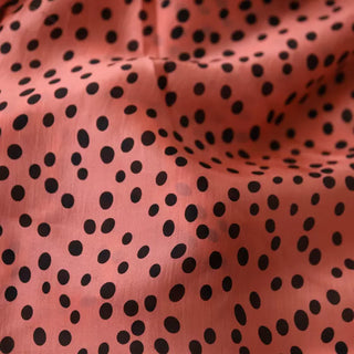 Yardblox Exclusive Japanese Fashion Designer Dot/Polka Dot Salmon/Black Non-Stretch Silk Crepe De Chine DS03489 - Yardblox Fabrics