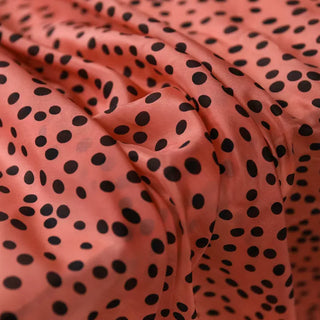 Yardblox Exclusive Japanese Fashion Designer Dot/Polka Dot Salmon/Black Non-Stretch Silk Crepe De Chine DS03489