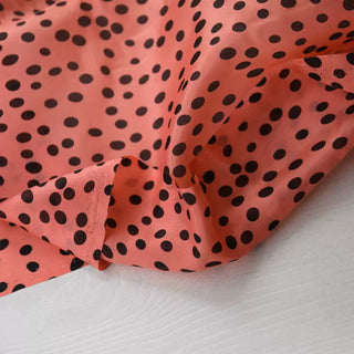 Yardblox Exclusive Japanese Fashion Designer Dot/Polka Dot Salmon/Black Non-Stretch Silk Crepe De Chine DS03489