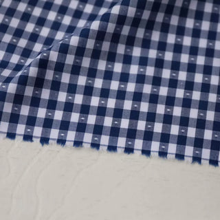 Yardblox Exclusive Made in Italy Fashion Designer Geometric Blue/White Non-Stretch Cotton Jacquard DS03492