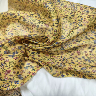 Yardblox Exclusive Liberty Floral Yellow/Multi Color Non-Stretch Cotton Voile DS04401