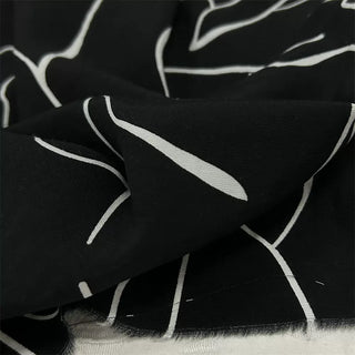 Yardblox Exclusive Japanese Fashion Designer Abstract Black/White Non-Stretch Cotton Plain Woven DS06405