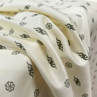 Yardblox Exclusive Japanese Fashion Designer MISC pattern Cream/Black Non-Stretch Cotton Satin DS06416 - Yardblox Fabrics