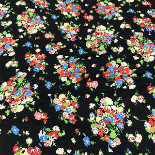 Yardblox Exclusive International Fashion Designer Floral Black/Multi Color Non-Stretch Cotton Crepe DS06427