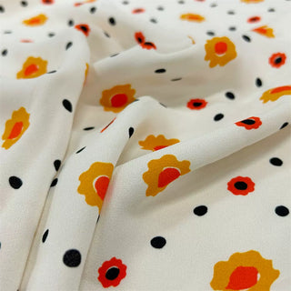 Yardblox Exclusive Japanese Fashion Designer Floral Ivory/Multi Color Non-Stretch Cotton Plain Crepe DS06430 - Yardblox Fabrics