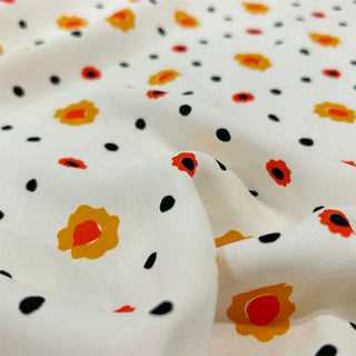 Yardblox Exclusive Japanese Fashion Designer Floral Ivory/Multi Color Non-Stretch Cotton Plain Crepe DS06430 - Yardblox Fabrics