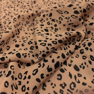 Yardblox Exclusive French Fashion Designer Animal Light Brown/Black Non-Stretch Cotton Plain Crepe DS06444 - Yardblox Fabrics