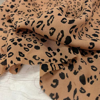 Yardblox Exclusive French Fashion Designer Animal Light Brown/Black Non-Stretch Cotton Plain Crepe DS06444 - Yardblox Fabrics