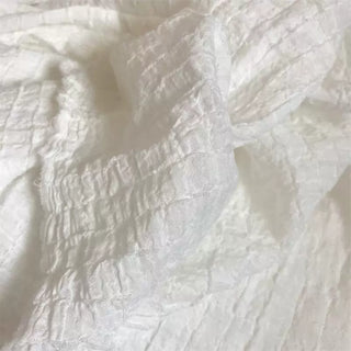 Yardblox Exclusive Japanese Fashion Designer Solid Natural White Non-Stretch Sand Washed Linen Jacquard DS06445 - Yardblox Fabrics