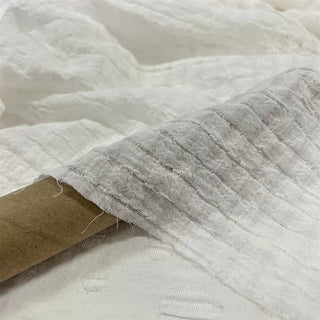 Yardblox Exclusive Japanese Fashion Designer Solid Natural White Non-Stretch Sand Washed Linen Jacquard DS06445