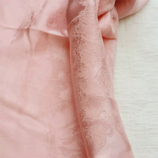 Yardblox Exclusive Made in Japan Luxury Designer Botanical Pink Non-Stretch Triacetate Viscose Blended Jacquard Satin DS06461