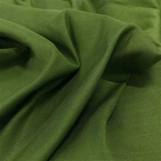 Yardblox Exclusive Made in Japan Luxury Designer Solid Green Stretch Linen Elastane Blended Twill DS06462