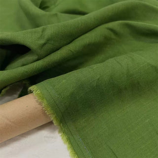 Yardblox Exclusive Made in Japan Luxury Designer Solid Green Stretch Linen Elastane Blended Twill DS06462