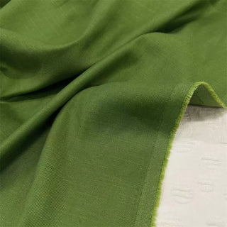 Yardblox Exclusive Made in Japan Luxury Designer Solid Green Stretch Linen Elastane Blended Twill DS06462