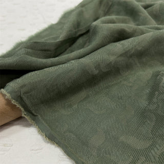 Yardblox Exclusive Made in Japan Fashion Designer Solid Green Non-Stretch Sand Washed Cupro Linen Blended Twill Jacquard DS06465 - Yardblox Fabrics