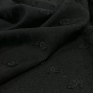 Yardblox Exclusive Made in Italy Fashion Designer Floral Black Non-Stretch Linen Jacquard DS06468