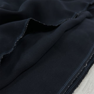 Yardblox Exclusive Made in Japan Luxury Designer Solid Navy Blue Non-Stretch Sand Washed Silk Wool Blended Twill DS06471 - Yardblox Fabrics