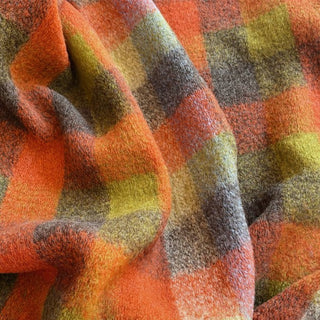 Yardblox Exclusive Made in Italy Luxury Designer Plaid/Checkered Orange/Multi Color Stretch Wool Elastane Blended Knit DS06475 - Yardblox Fabrics