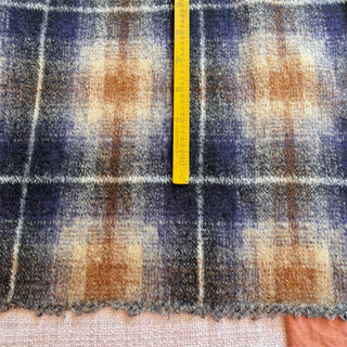 Yardblox Exclusive Made in Italy Luxury Designer Plaid/Checkered Blue/Brown Stretch Wool Elastane Blended Knit DS06476 - Yardblox Fabrics