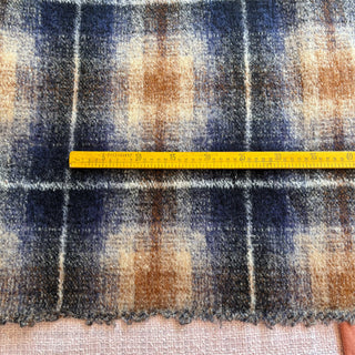 Yardblox Exclusive Made in Italy Luxury Designer Plaid/Checkered Blue/Brown Stretch Wool Elastane Blended Knit DS06476 - Yardblox Fabrics