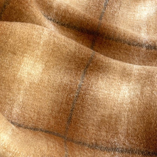 Yardblox Exclusive Made in Italy Luxury Designer Plaid/Checkered Brown/Khaki/Beige Stretch Wool Elastane Blended Knit DS06479 - Yardblox Fabrics