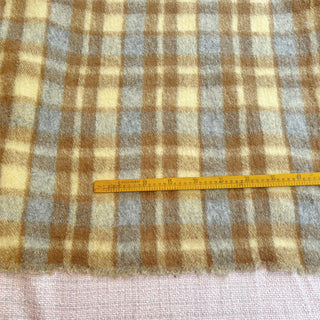 Yardblox Exclusive Made in Italy Luxury Designer Plaid/Checkered Brown/Yellow Stretch Wool Elastane Blended Knit DS06481