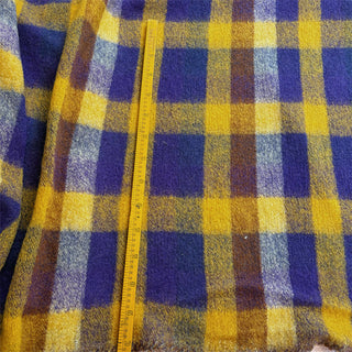 Yardblox Exclusive Made in Italy Luxury Designer Plaid/Checkered Purple/Yellow Stretch Wool Elastane Blended Knit DS06483