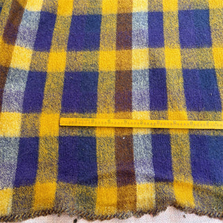 Yardblox Exclusive Made in Italy Luxury Designer Plaid/Checkered Purple/Yellow Stretch Wool Elastane Blended Knit DS06483