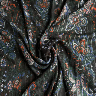 Yardblox Exclusive Veronica beard Floral Dark Blue Black/Multi Color Non-Stretch Silk Georgette DS07402