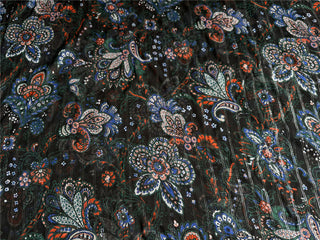 Yardblox Exclusive Veronica beard Floral Dark Blue Black/Multi Color Non-Stretch Silk Georgette DS07402