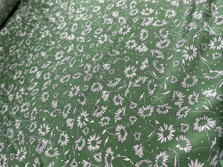 Yardblox Exclusive French Fashion Designer Floral Green/White Non-Stretch Silk Crepe De Chine DS07411