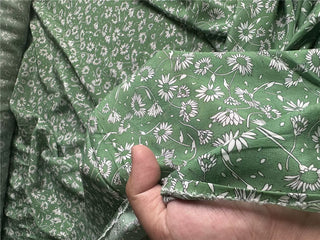 Yardblox Exclusive French Fashion Designer Floral Green/White Non-Stretch Silk Crepe De Chine DS07411