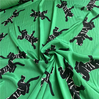 Yardblox Exclusive Diane von Furstenberg Floral Green/Black/White Non-Stretch Silk Crepe De Chine DS07417